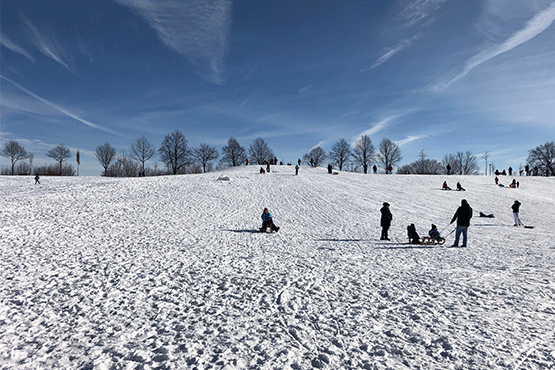 Rodeln an der Alten Fahrt; Foto: Stadt Olfen